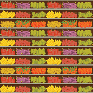 無(wú)縫模式的乳品部,牛奶貨架和新鮮健康的食物,在超市,選擇大的有機(jī)農(nóng)場(chǎng)產(chǎn)品的銷(xiāo)售在食品商店,酸奶背景矢量圖